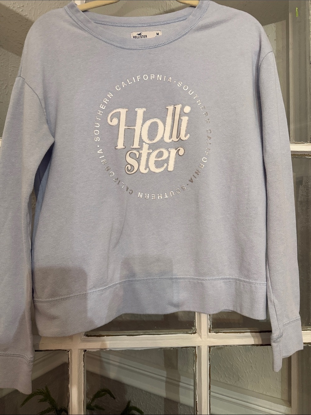 Hollister Light Blue Crewneck Sweatshirt with White Logo